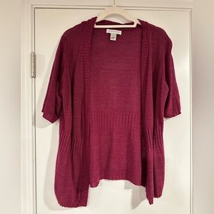 Christopher & Banks Magenta Half Sleeve Cardigan in Medium